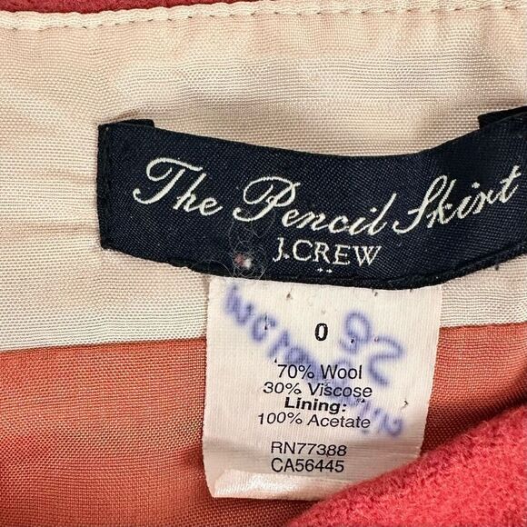 J. Crew Womens Pencil Skirt size 0 Salmon Knee Length - Picture 3 of 7